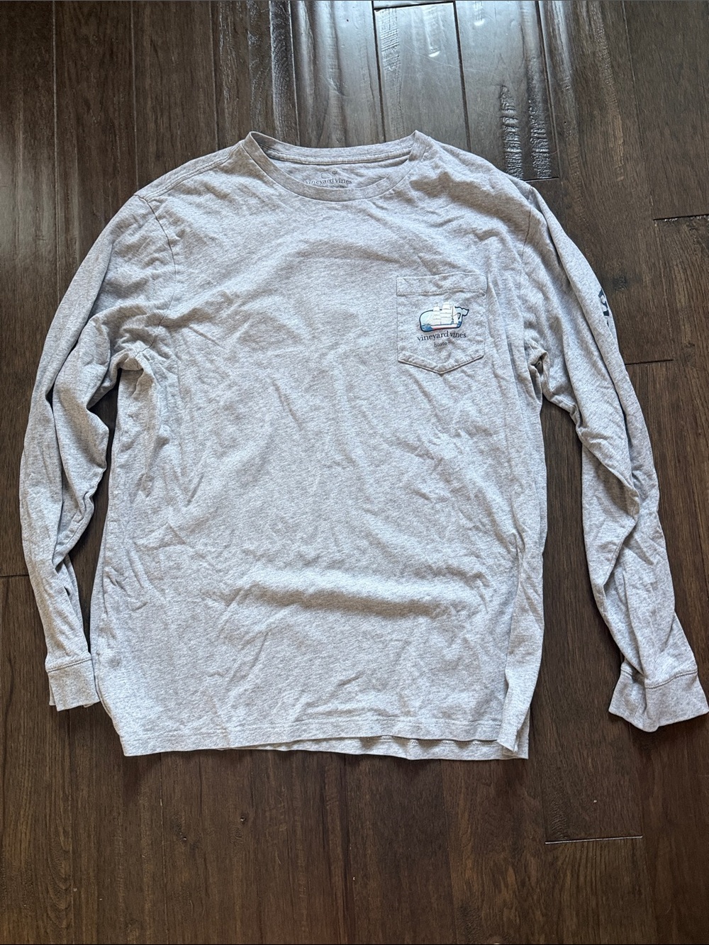 Vineyard Vines Light Gray Long Sleeve Pocket Tee